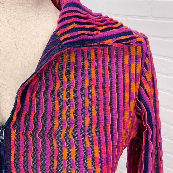 Jo Matthews Top Women Lg Pink Orange Ruffle Stripe Surfer‎ Resort 60s USA - Picture 2 of 13